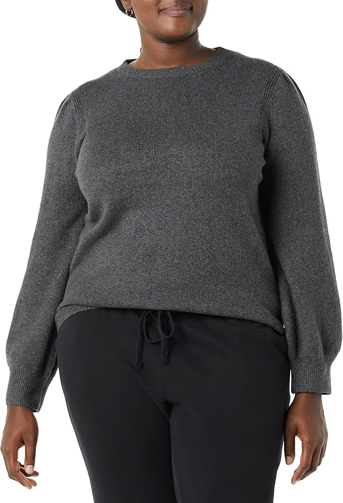 Amazon Essentials Women's Soft Touch Pleated Shoulder Crewneck Sweater | Amazon (US)