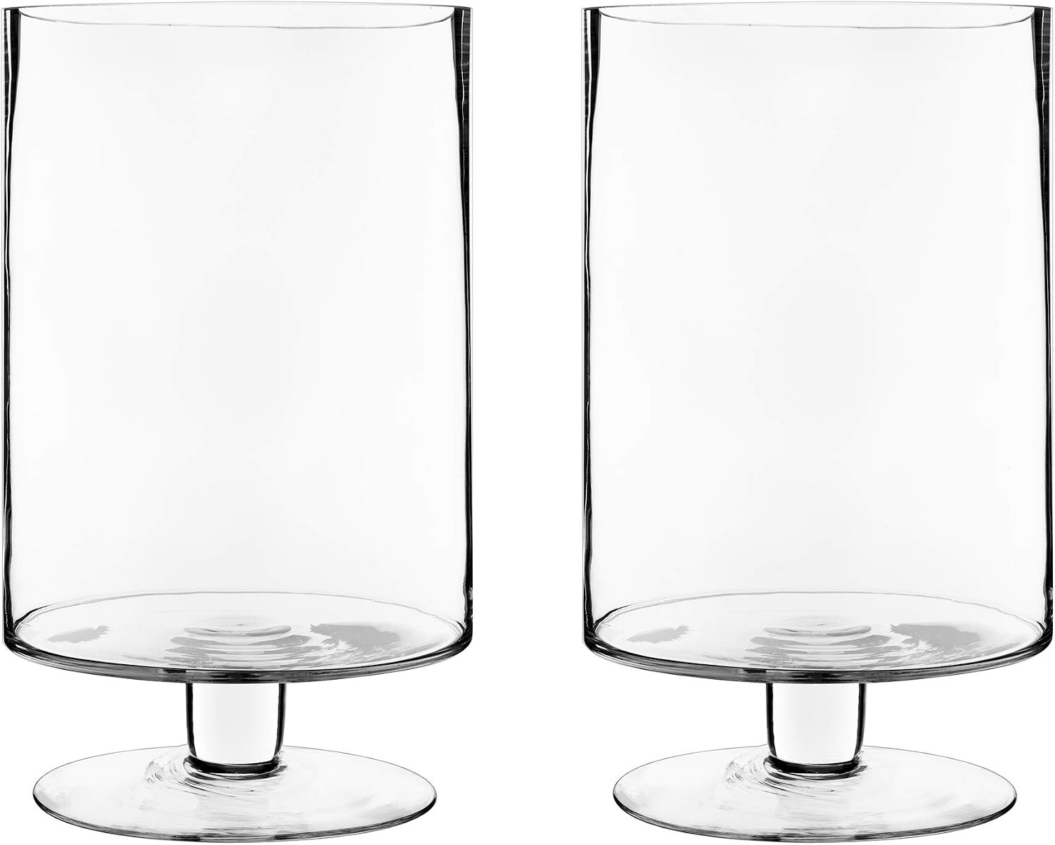 CYS EXCEL Glass Hurricane Pillar Candle Holders (H:10" W:6", 2 PCS) | Multiple Size Choices Short... | Amazon (US)