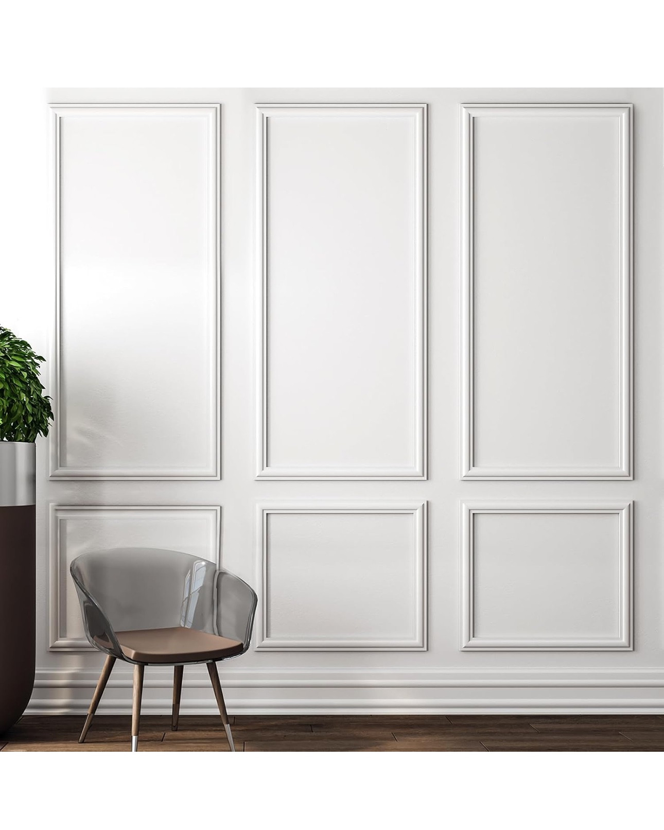 Pangda 3 Set Peel and Stick Wall Molding Kit, Premade Accent Molding Wainscoting Panel for Interior Wall Moulding Decor, Ready to Assemble Wainscoting Accent Panel (54 x 24 in)

#LTKHome #LTKFindsUnder100