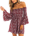 Click for more info about NANFANGLI Women Summer Dress Off Shoulder Fit Comfy Floral Casual Dresses