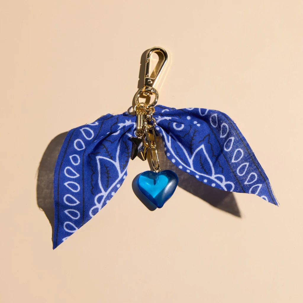 Blue Bandana Bag Charm | Nickel and Suede