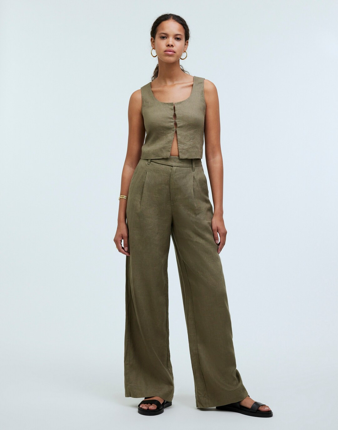 Scoopneck Crop Tank in 100% Linen | Madewell