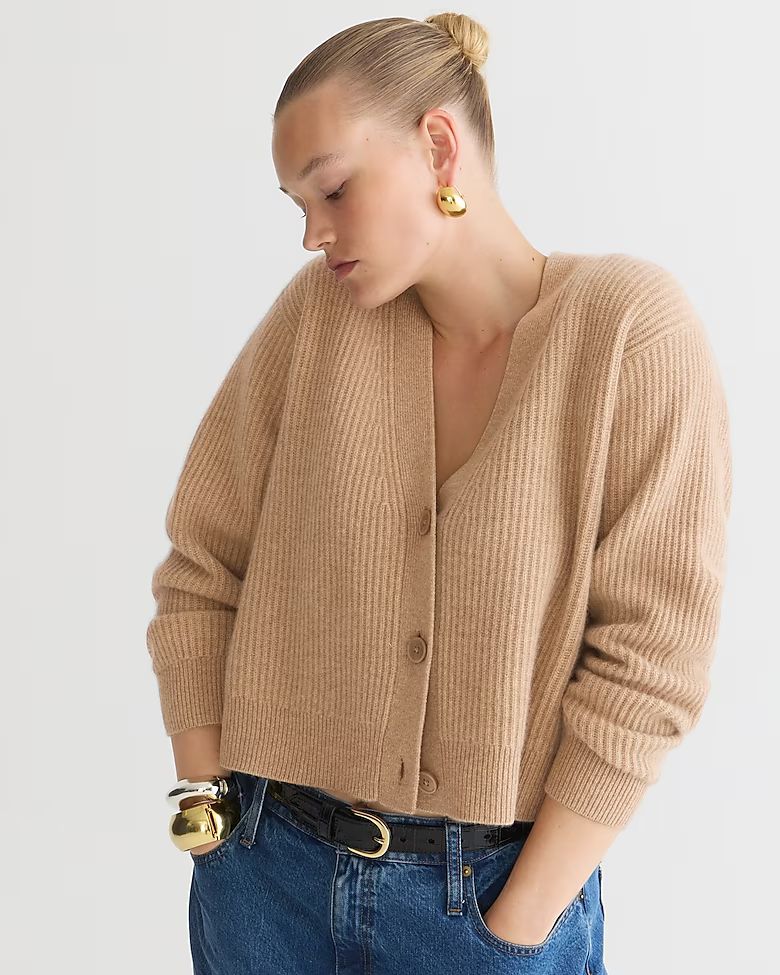 Ribbed cashmere V-neck cardigan sweater | J. Crew US