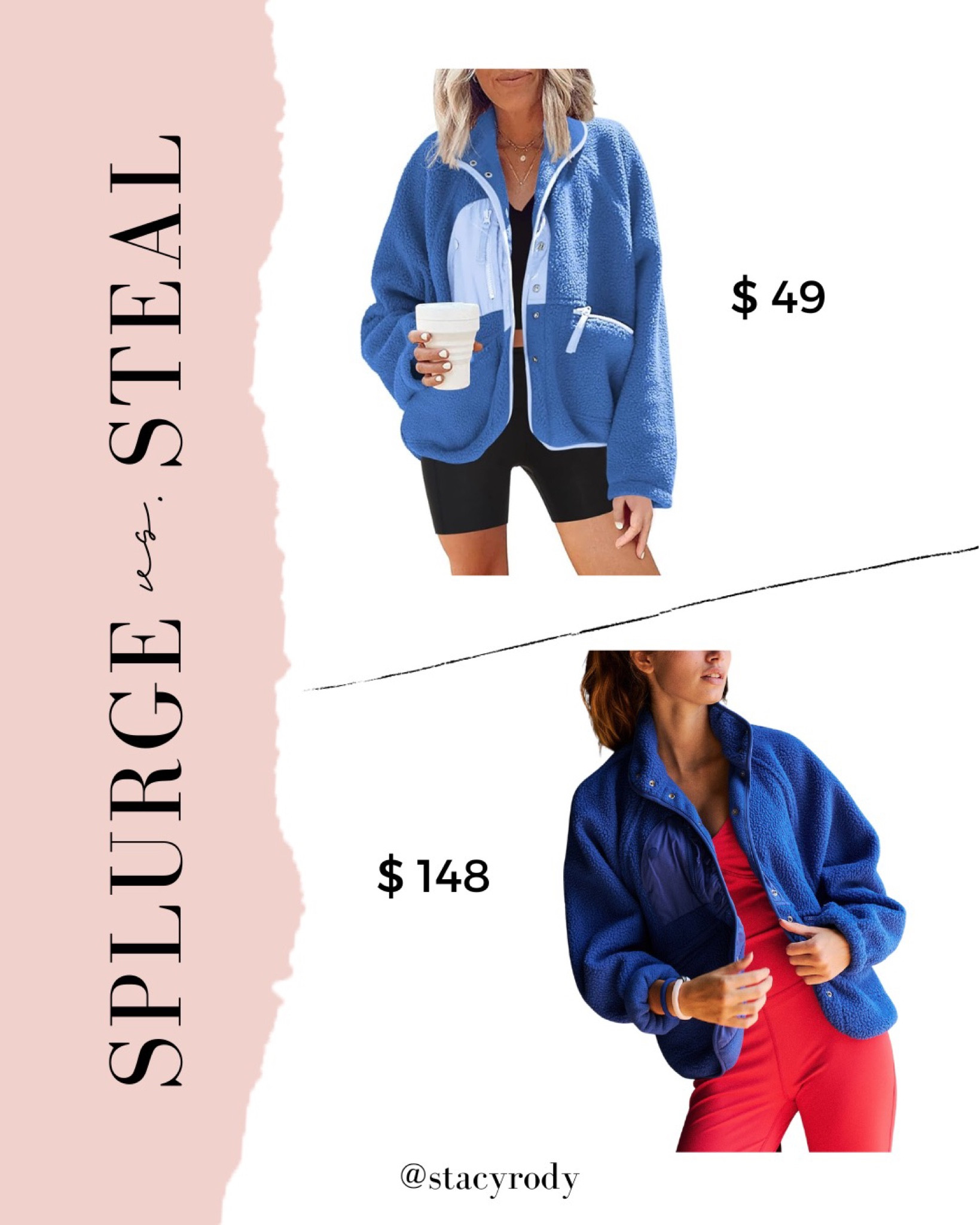Splurge verses steal is up 
Free People vs. Amazon 
I would size up in the Amazon 
Fleece jacket 
Fall outfit 

#LTKfindsunder50 #LTKstyletip #LTKSeasonal
