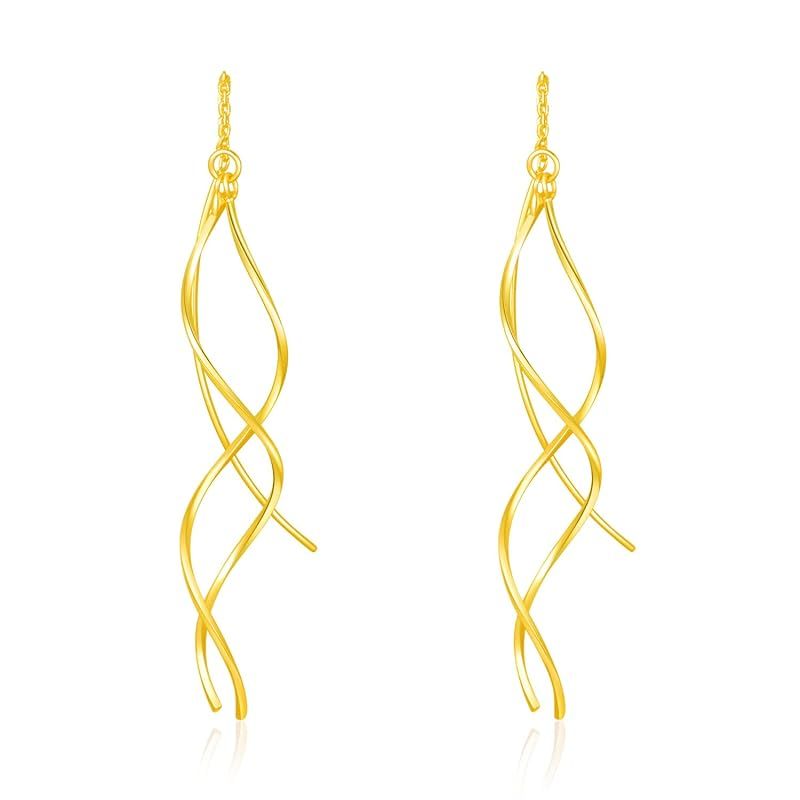 Threader Gold Earrings For Women Trendy, Handmade Earrings Jewelry, Twisted Linear Curved Drop Da... | Amazon (US)