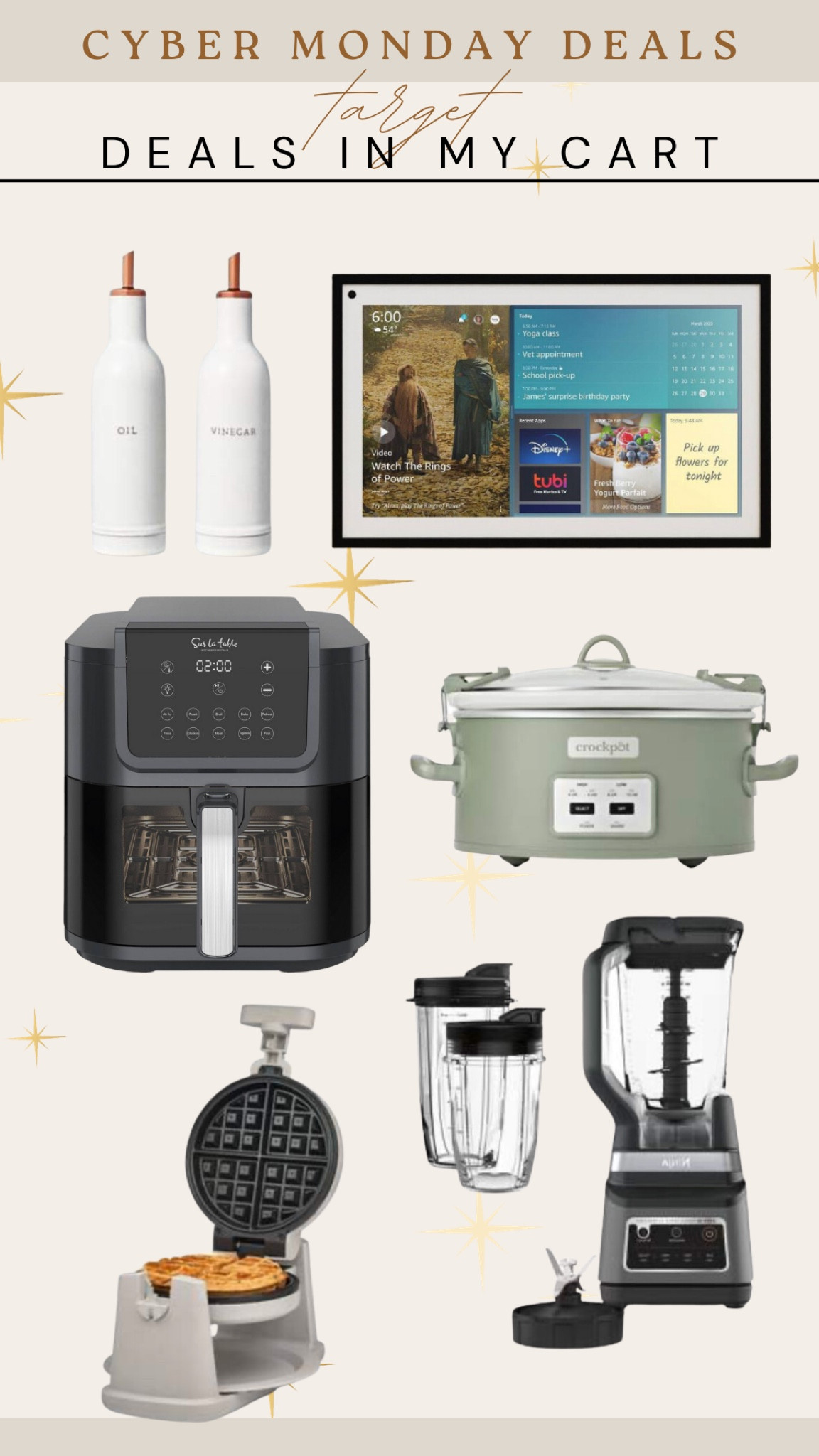 cyber Monday deals on Target that are in my cart #airfryer #calendar #oilandvinegar #blender #wafflemaker #crockpot #cybermondaydeals #blackfriday 

#LTKGiftGuide #LTKCyberWeek #LTKhome