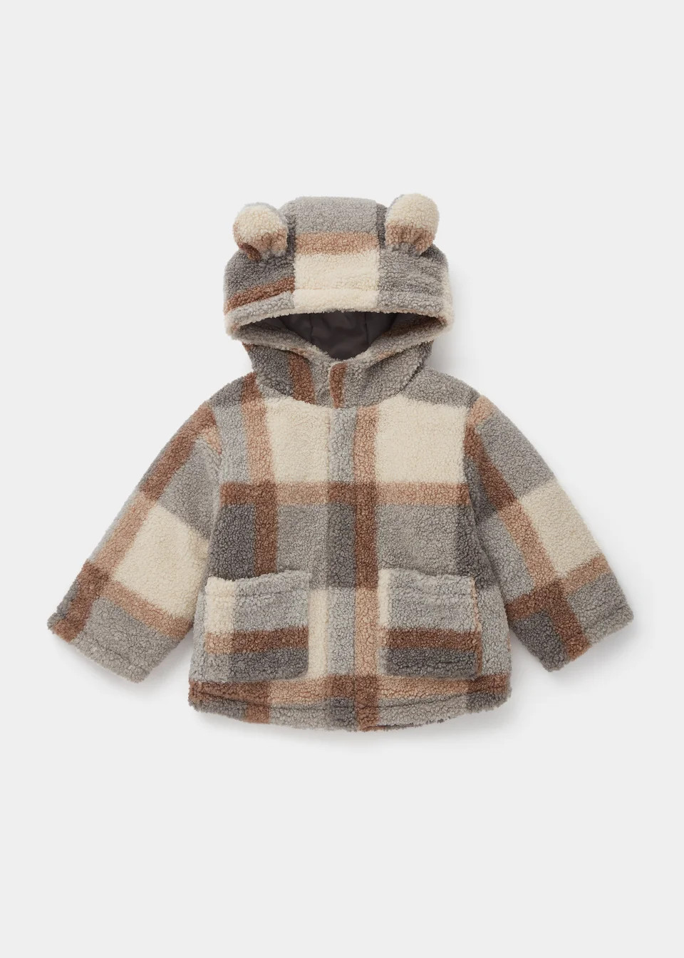 Boys Cream Check Teddy Fleece Jacket (9mths-6yrs) | Matalan (UK)