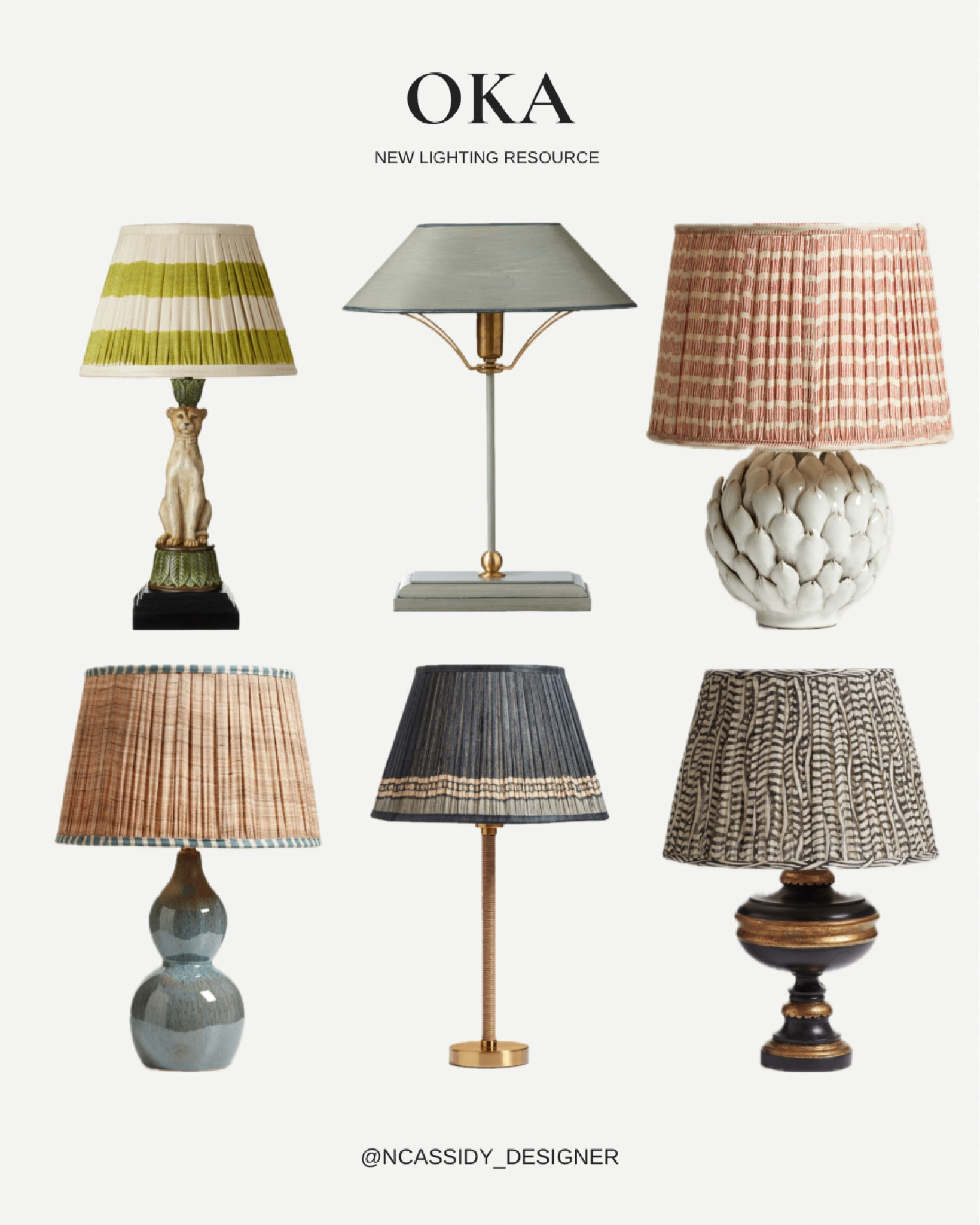 Introducing OKA
Always searching for new lighting options and OKA definitely grabbed my attention with their playful shade fabrics and mixtures of materials on the bases. 

#mixandmatch #shade #lamp #OKA #tablelamp 

#LTKhome #LTKstyletip