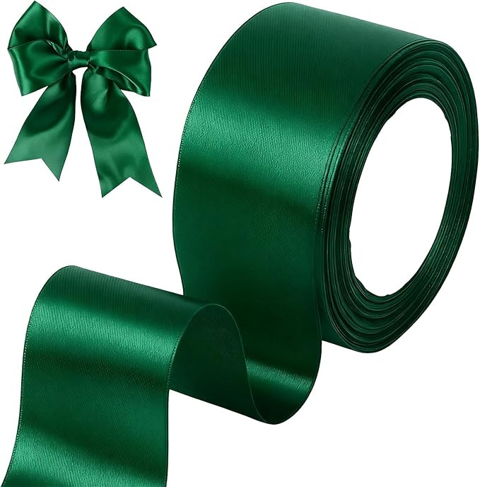 tenn well Green Satin Ribbon 50mm, 22 Meters Smooth Fabric Satin Ribbon for Gift Wrapping, Crafti... | Amazon (UK)