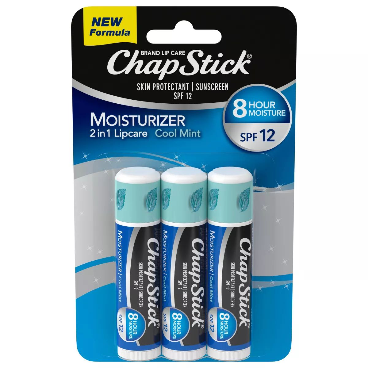 Chapstick Moisturizer Lip Balm - Cool Mint with SPF 12 - 3ct/0.45oz | Target