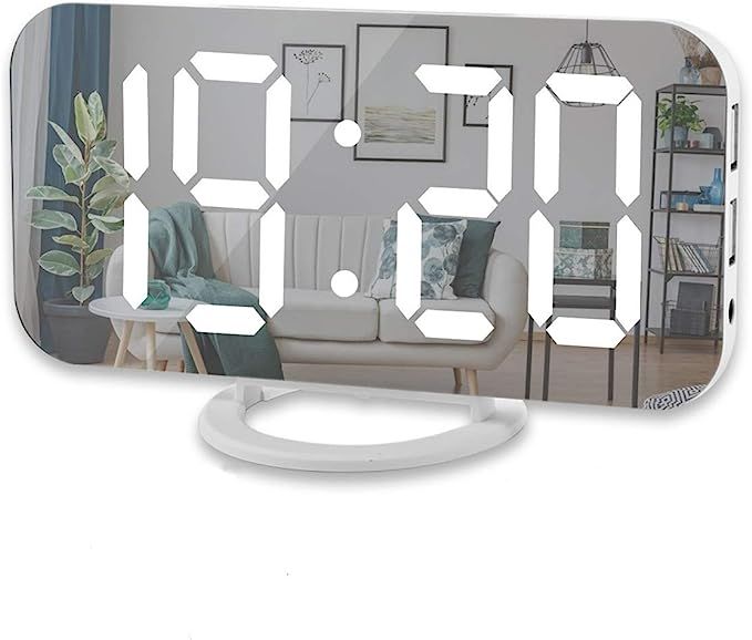 Amazon.com: Digital Alarm Clock,6" Large LED Display with Dual USB Charger Ports | Auto Dimmer Mo... | Amazon (US)