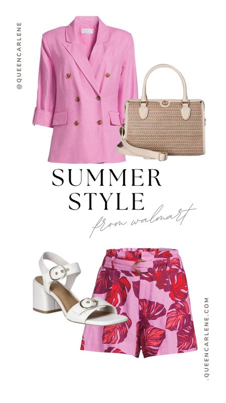 Summer Outfit idea all from walmart! 
These floral shorts are too cute and paired with this pink blazer makes it the perfect summer outfit. 

#LTKxWalmart #LTKFindsUnder50 #LTKSeasonal