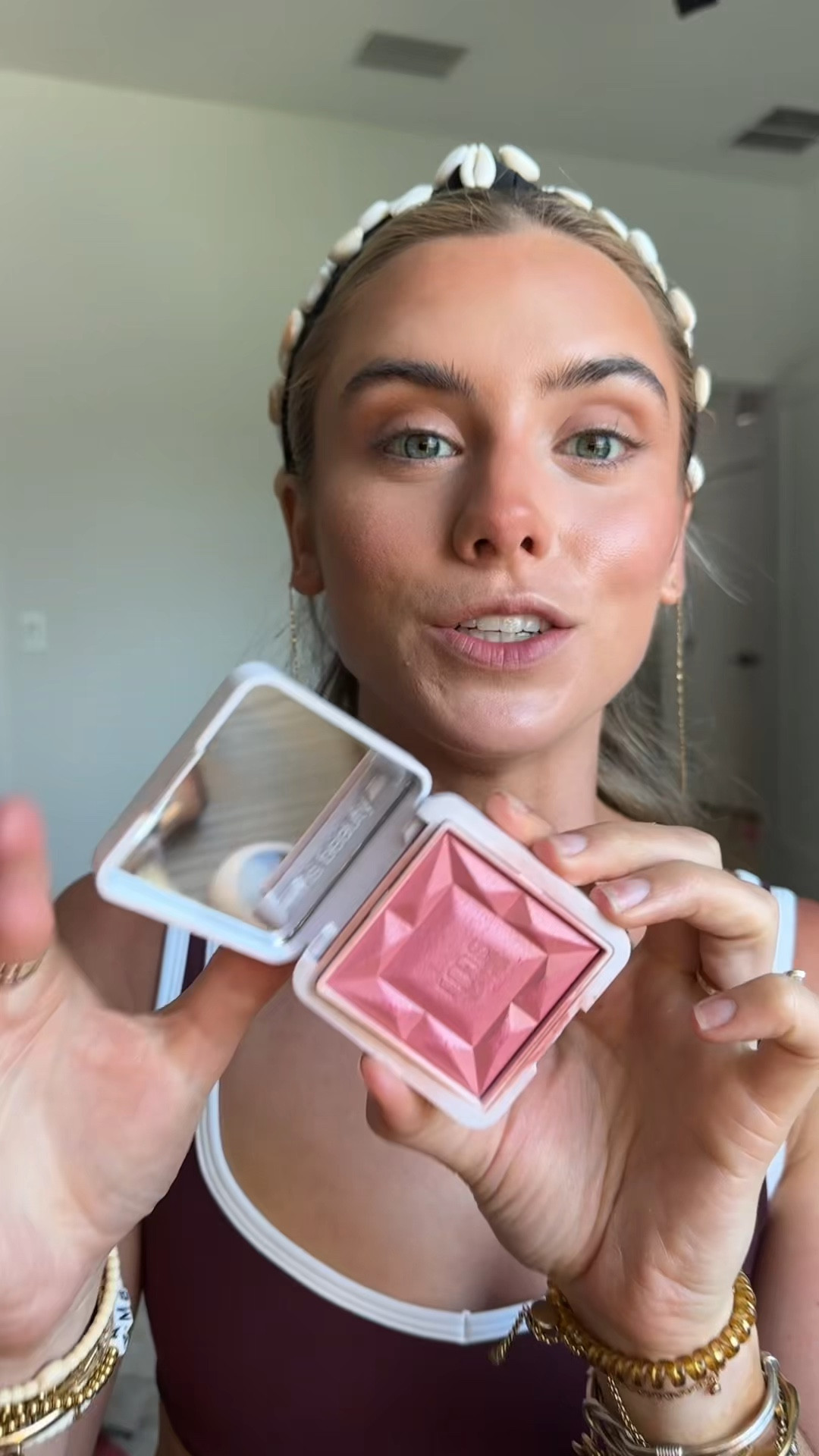 @RMS Beauty French rose is the shade. What It Is:
Multi-dimensional, nourishing powder blush.

What It Does:
It glides on effortlessly, infusing skin with multi-dimensional life as the bouncy, light-as-air gel blends and builds color.

What Makes It Special:
The sugar-derived wet powder technology combines a creamy texture with a long-lasting 3D finish. Skin-loving ingredients like wildcrafted buriti and organic jojoba oils nourish and smooth.

#LTKgrwm #LTKselfcare #LTKBeauty