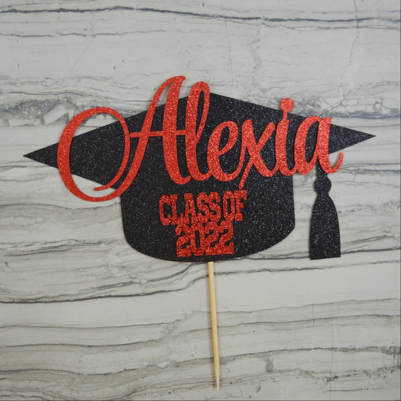 Graduation Cap Glitter Cake Topper - 2022 Grad Personalized Congrats Cake Topper- Congratulations... | Etsy (US)