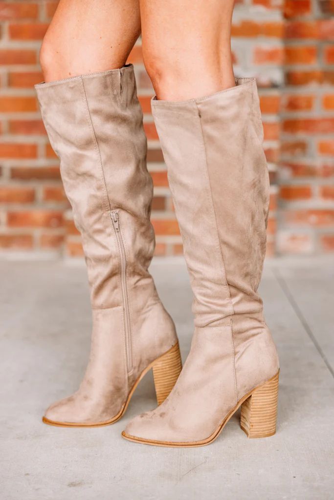Step It Up Taupe Brown Heeled Boots | The Mint Julep Boutique