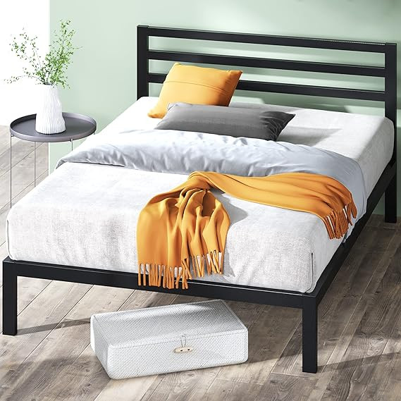 ZINUS Mia Metal Platform Bed Frame with Headboard / Wood Slat Support / No Box Spring Needed / Ea... | Amazon (CA)