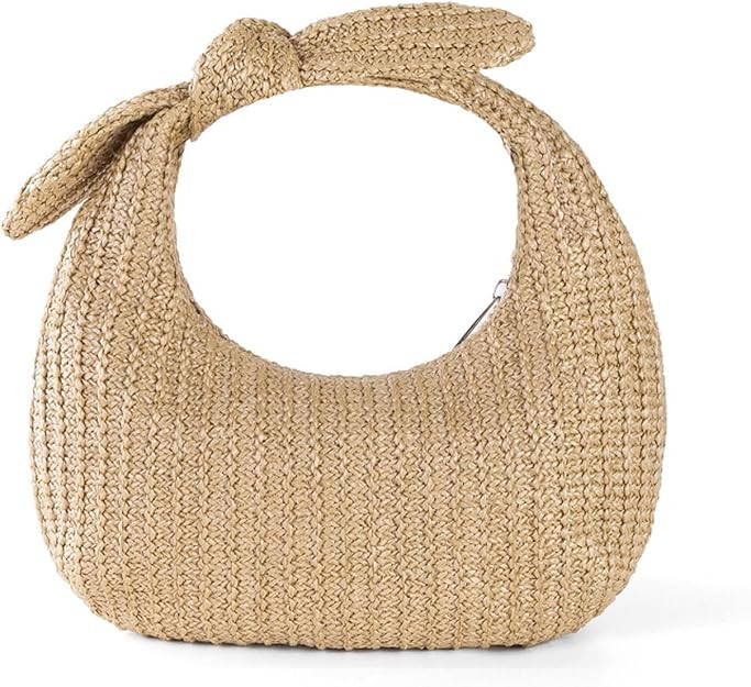 Huralona Women Straw Woven Clutch Purse Pleated Handbag for Summer Beach Vacation Straw Shoulder ... | Amazon (US)