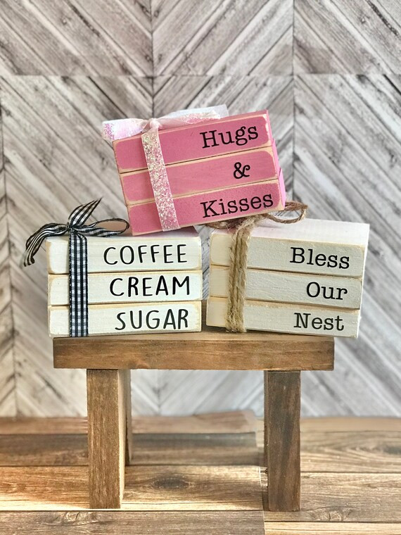Custom Mini stacked books- Rae Dunn decor- Personalized mini books | Etsy (US)