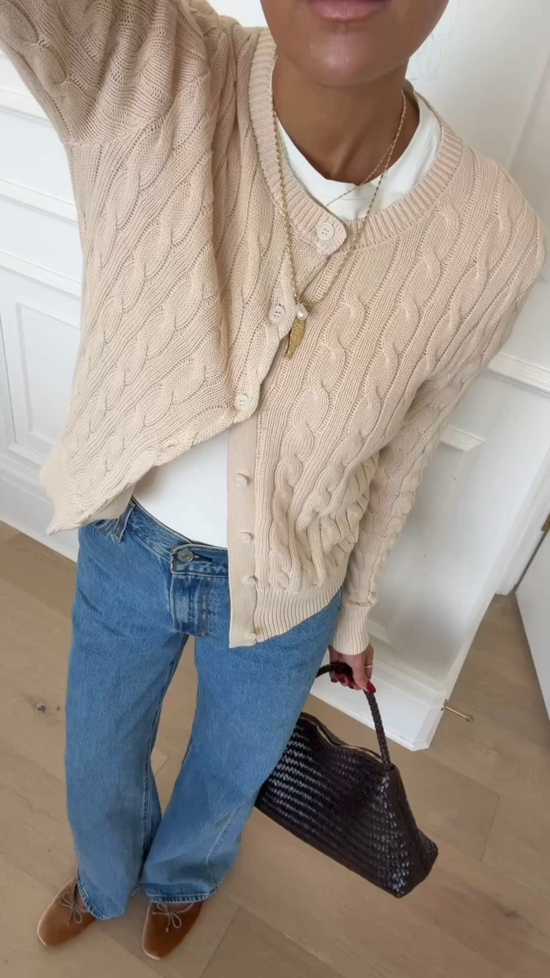 Love these lightweight cableknit cardigans from Amazon! Perfect layering piece! Wearing size small - comes in a bunch of colors 

Fall outfit, fall fashion, casual outfit,
Work outfit, mom outfit, wide leg jeans, ballet flats, woven tote

#LTKootd #LTKgrwm #LTKOver40