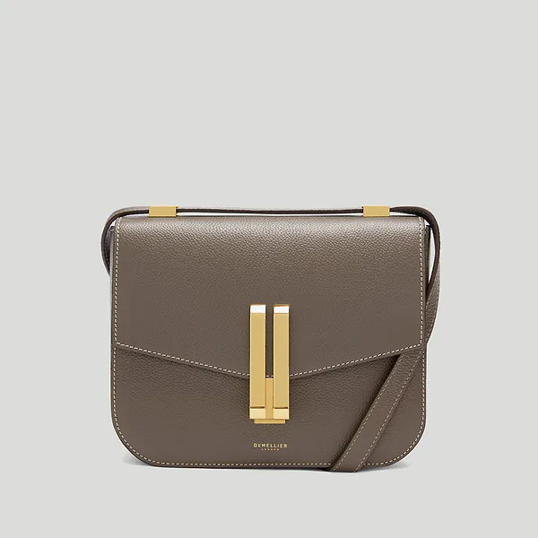 The Vancouver | Dark Taupe Small Grain Ecru Stitching | DeMellier | DeMellier