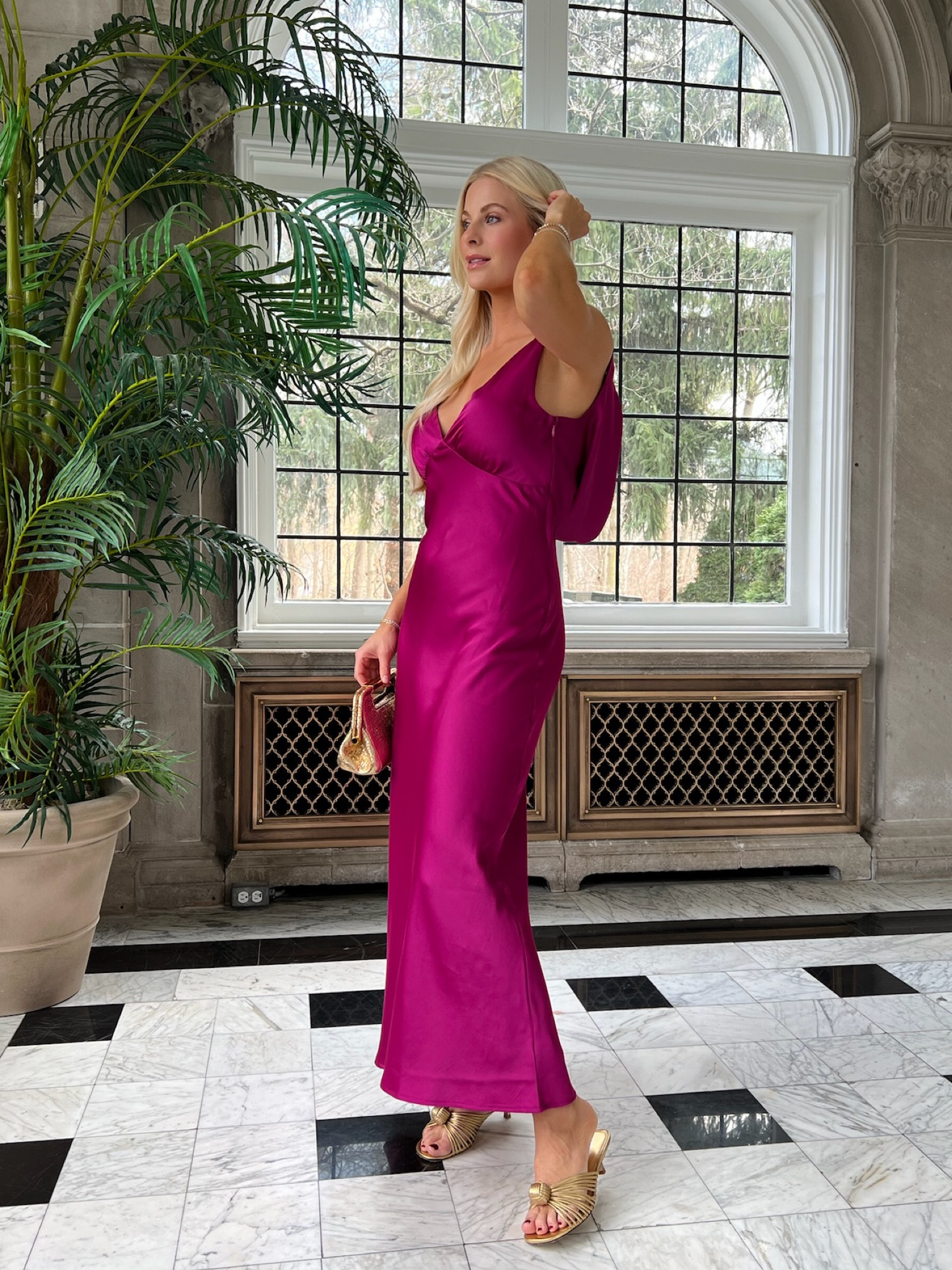 abercrombie pink maxi dress Abercrombie & Fitch tiered midaxi dress with multiway neckline in pink