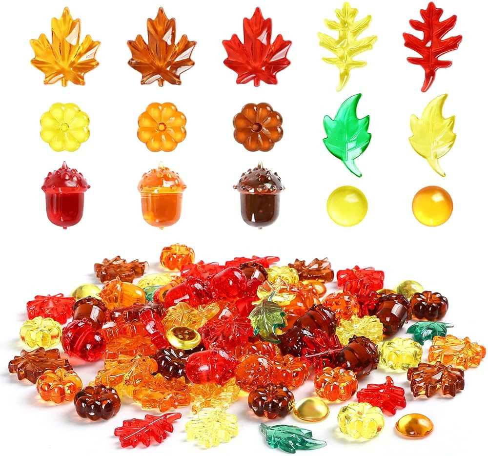 Kesote Fall Vase Filler Bin Filler, 90pcs Mini Acrylic Fall Table Scatter Fall Leaves Pine Cones ... | Amazon (US)