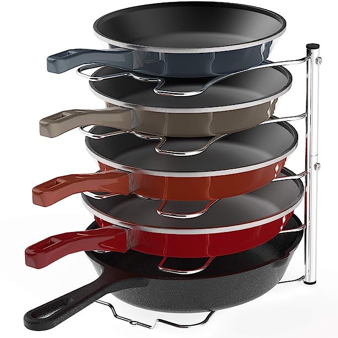Simple Houseware Kitchen Cabinet Pantry Pan and Pot Lid Organizer Rack Holder, Chrome | Amazon (US)