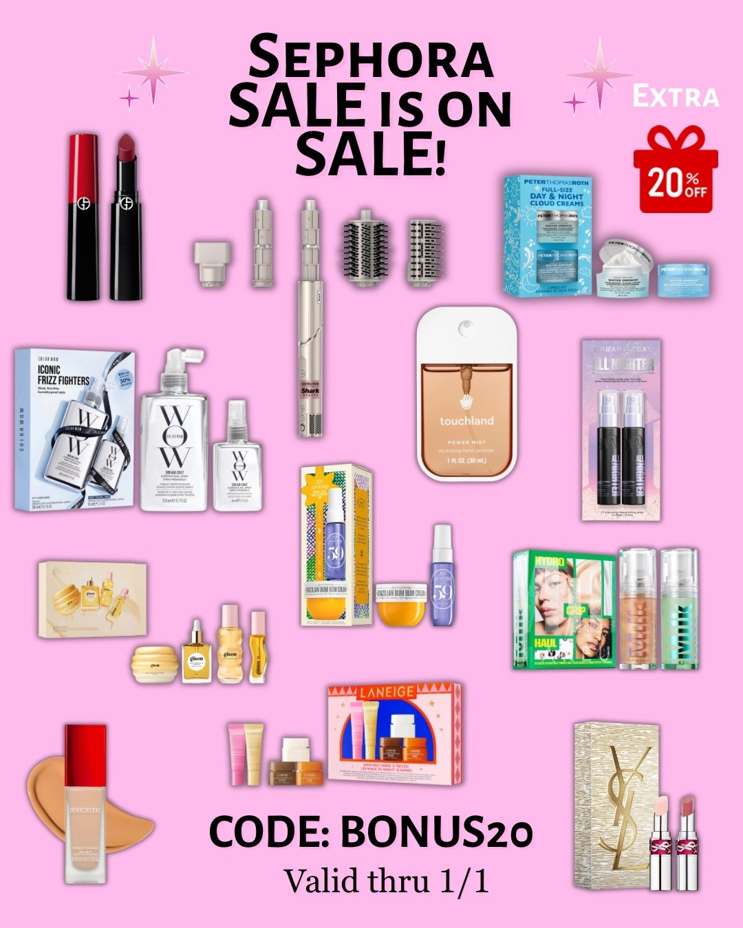 Sephora is having a SALE on SALE right now! Already discounted items are now EXTRA 20% off! The sale is active until 1/1/2026, so make sure you snag something that you’ve been wishing for! 

Sale, Sephora sale, new years deals

#LTKHoliday #LTKSaleAlert #LTKGiftGuide