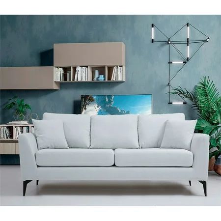 Artem Living Tempo Two Seater Fabric Sofa in White | Walmart (US)