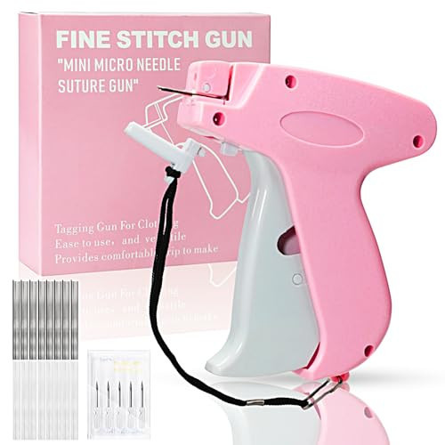 Stitch Gun for Clothes， Handheld Stitch Gun Quick Clothing Fixer，Sewing Kit Includes 1,000 Black Fasteners & 1,000 White Fasteners & 6 Needles，Tagging Gun（Pink） | Amazon (US)