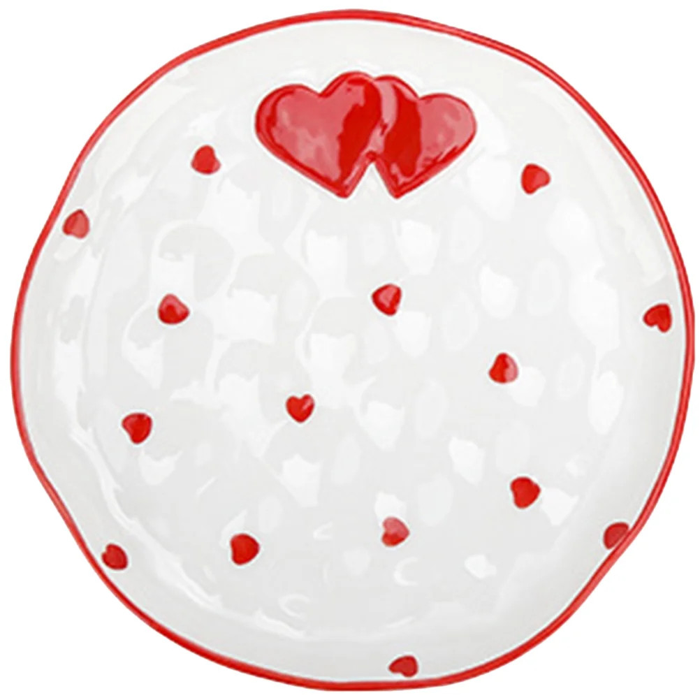 Ceramic Plate for Valentine's Day Household Fruit Plate Heart Pattern Plate Dessert Plate | Walmart (US)