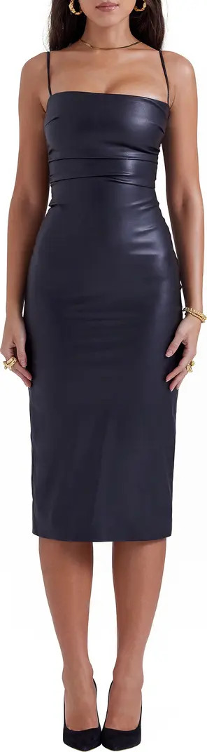 HOUSE OF CB Jalena Lace-Up Back Faux Leather Cocktail Dress | Nordstrom | Nordstrom