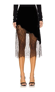 FRAME Velvet Lace Skirt in Black from Revolve.com | Revolve Clothing (Global)