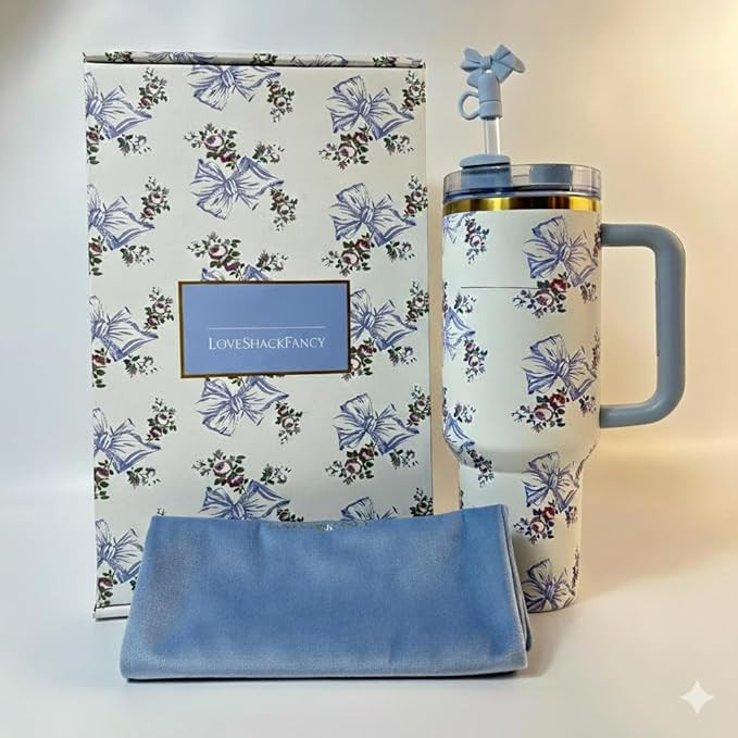 Love Shack Fancy 40oz Quencher Tumbler, Leak-Proof Lid & Straw, Vacuum Insulated Stainless Steel ... | Amazon (US)