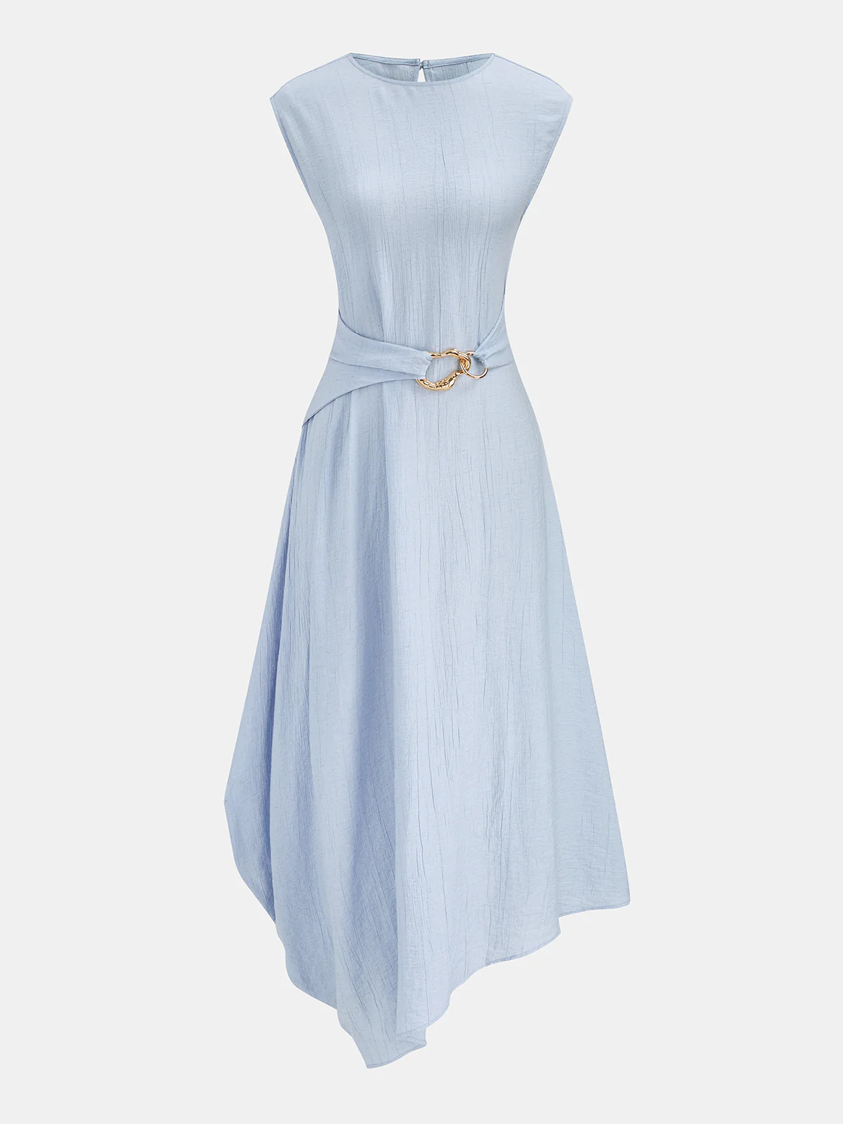 Cotton Linen Sleeveless Asymmetrical Midi Dress | Commense