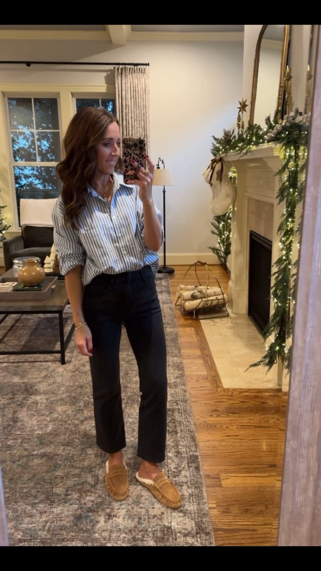 Today’s outfit. Outfit of the day. Bennett buttondown. Stripe buttondown. Anthropologie. Black cropped jeans. Fur lined loafers. 
Shirt runs oversized, in a S. Jeans TTS, 0. Loafers TTS

#LTKOver40 #LTKootd #LTKSeasonal