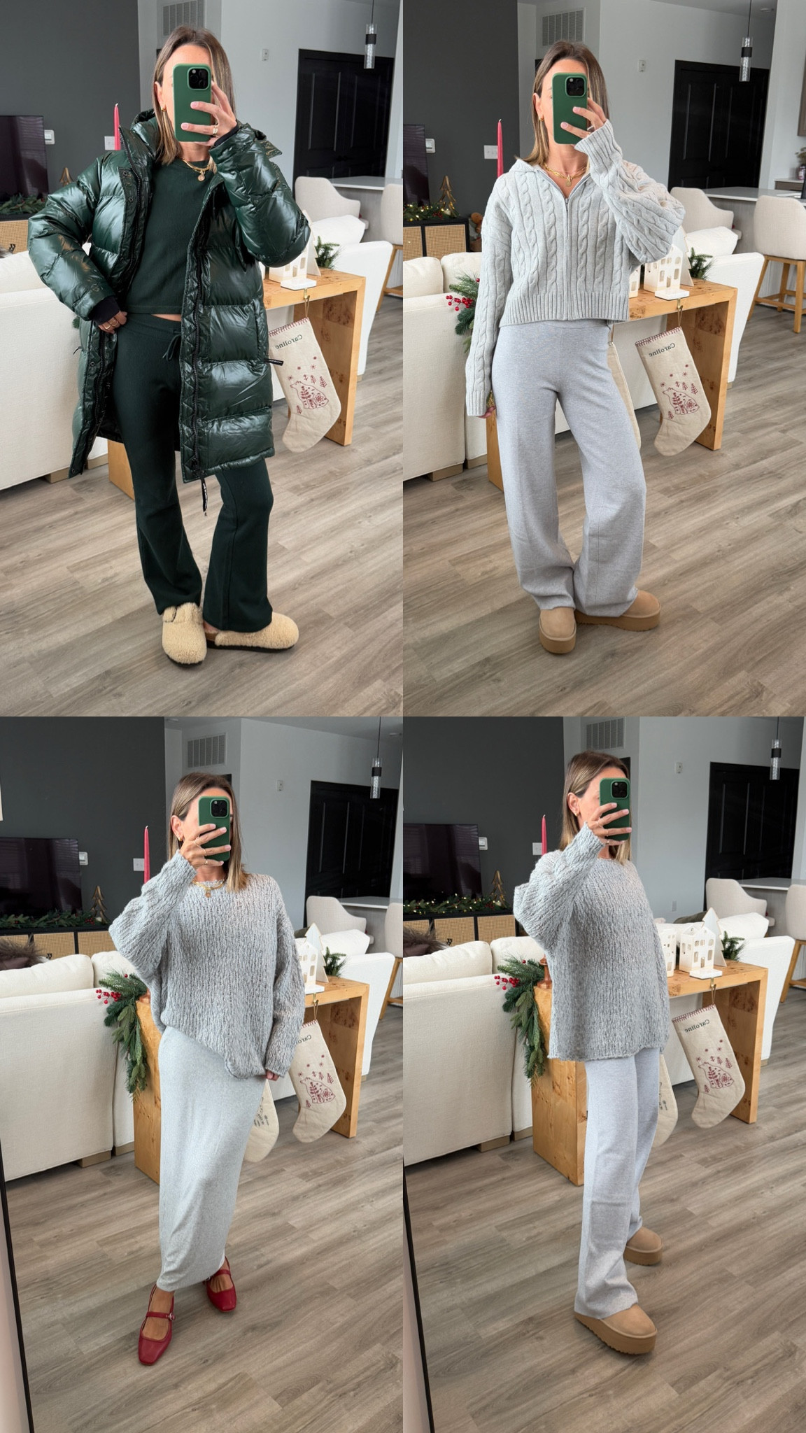 Aritzia mix and match! Last minute holiday outfit inspo♥️🌲 sizes and colors below:

Baby Waffle Pants: scarab, xs
Baby Waffle Longsleeve: scarab, small
Super Puff Mid: scarab, xs

Souvenir Pants: heather chrome, xs
Octavia Zip Hoodie: heather chrome, small

Riva Sweater: heather chrome, xs
Longevity Skirt: heather chrome, xs

@aritzia #aritziapartner