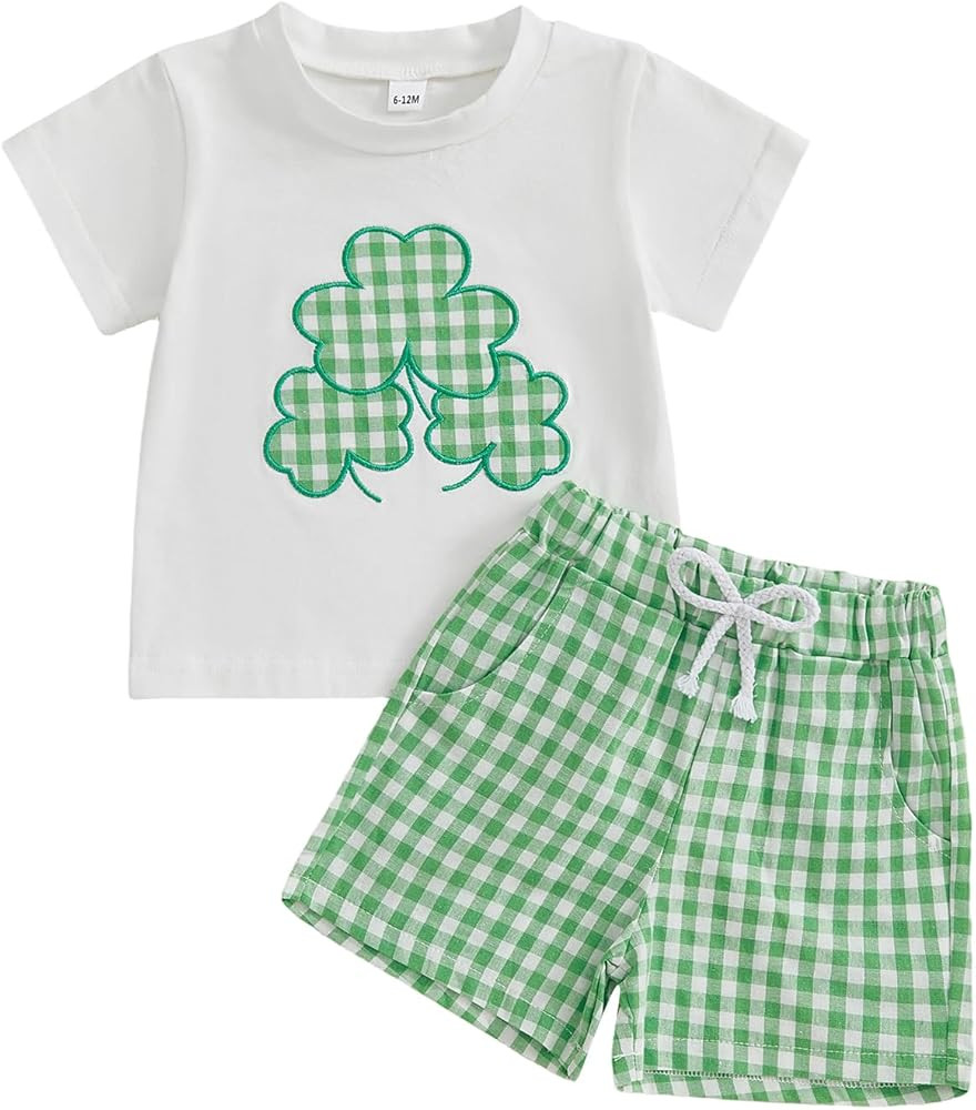 St Patricks Day Baby Boy Outfit Short Sleeve T Shirt Shorts Toddler Infant Spring Summer Clothes | Amazon (US)