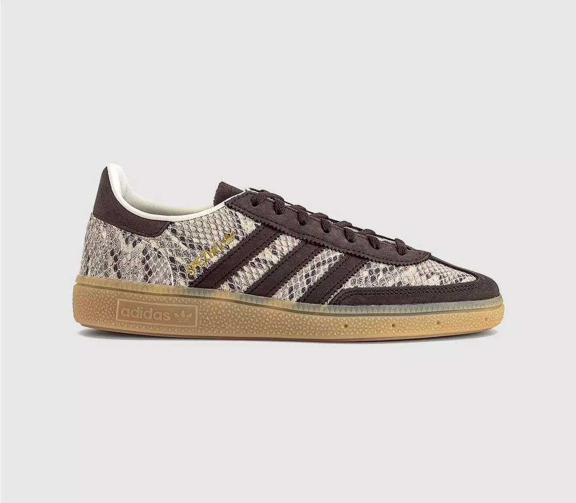 adidas Handball Spezial Trainers White Brown Snake Skin - Women's Trainers | Office Shoes (UK)