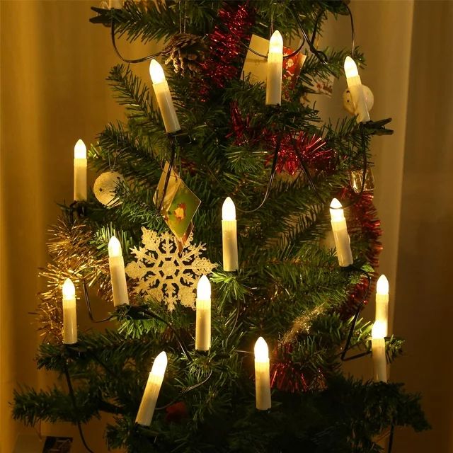 loopsun 20LED Christmas Candle Lights Warm White,Candle Lights With Clips,USB Christmas Tree Ligh... | Walmart (US)