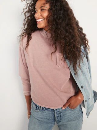 Slouchy Mock-Neck Garment-Dyed Sweatshirt for Women | Old Navy (US)