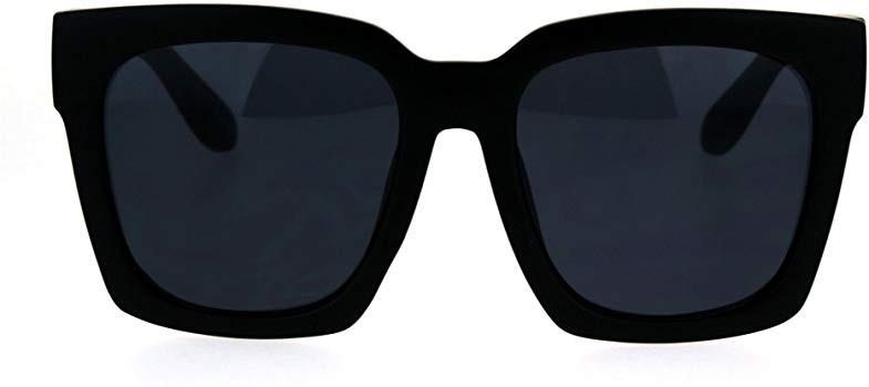 Womens Boyfriend Style XXL Oversize Horned Rim Thick Plastic Sunglasses | Amazon (US)
