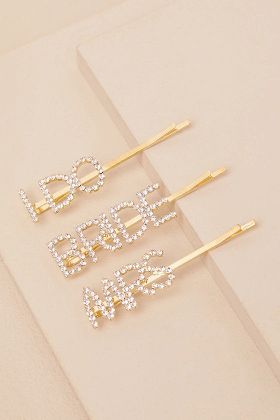 Chara Gold Rhinestone Bridal Three-Piece Hair Pin Set | Lulus