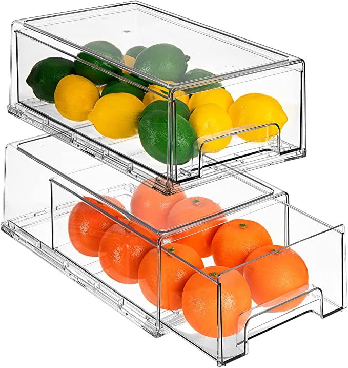 Sorbus Fridge Drawers - Clear Stackable Pull Out Refrigerator Organizer Bins - Food Storage Conta... | Amazon (US)