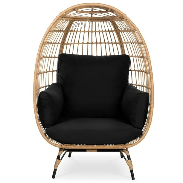 Best Choice Products Wicker Egg Chair Oversized Indoor Outdoor Patio Lounger w/ Steel Frame, 440l... | Walmart (US)