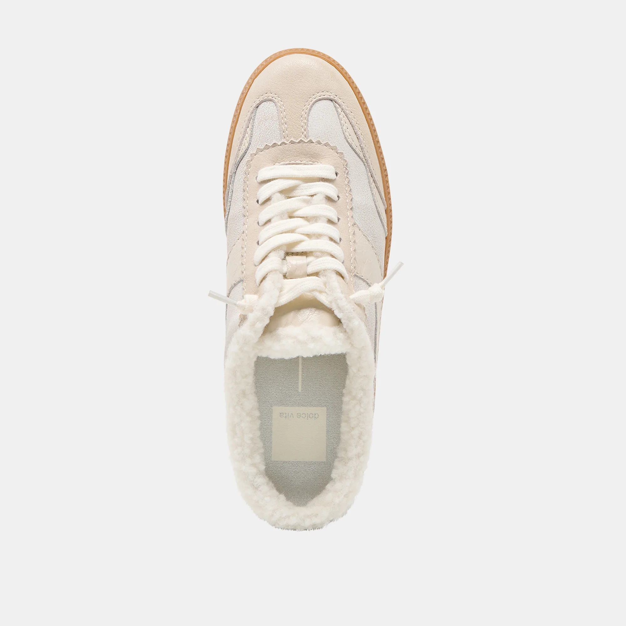 Notice Slide Plush Sneakers Off White Crackled Leather | DolceVita.com