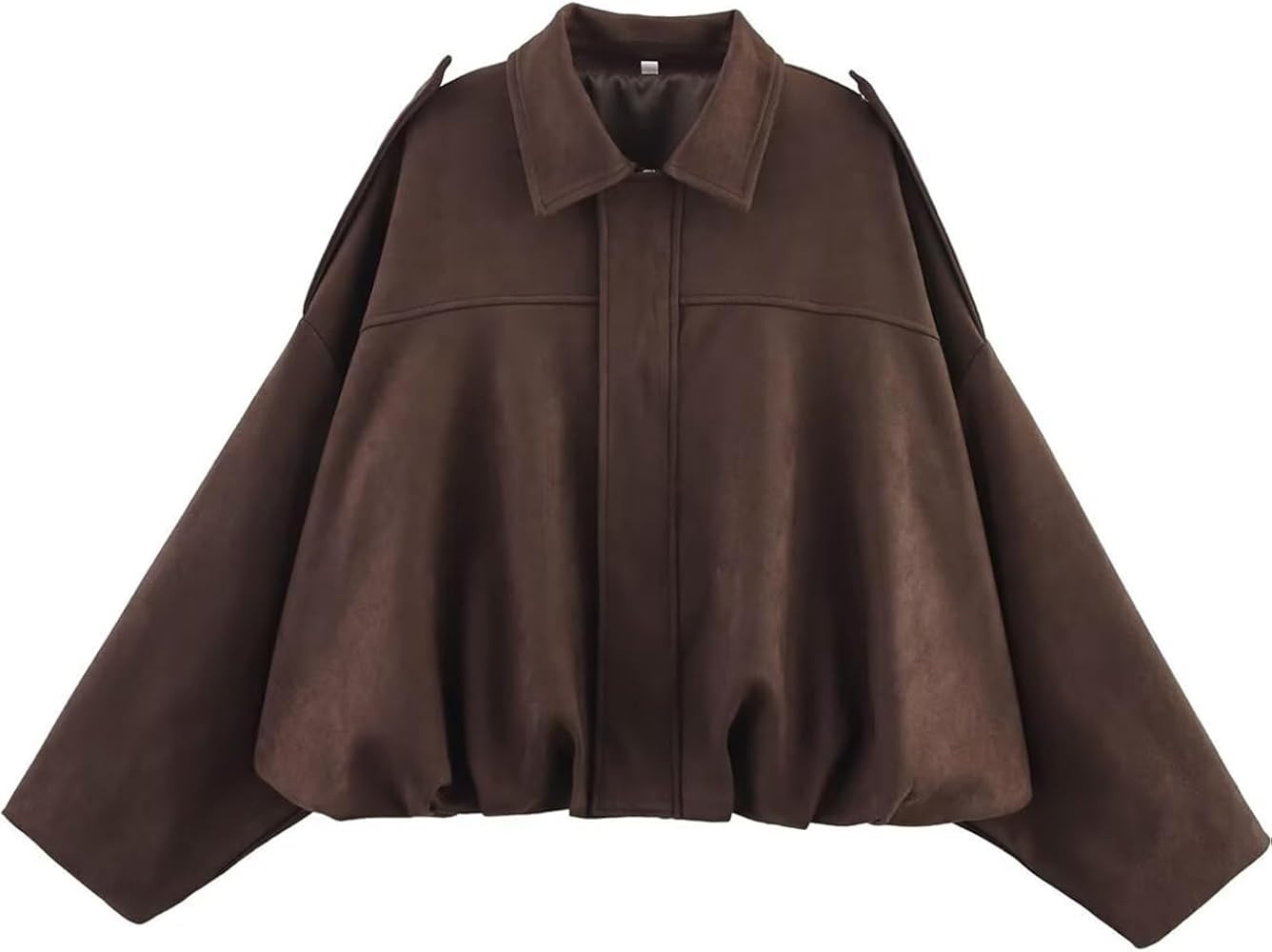 Kissonic Womens Faux Suede Bomber Jacket Oversized Batwing Long Sleeve Zip Up Cropped Coat Street... | Amazon (US)