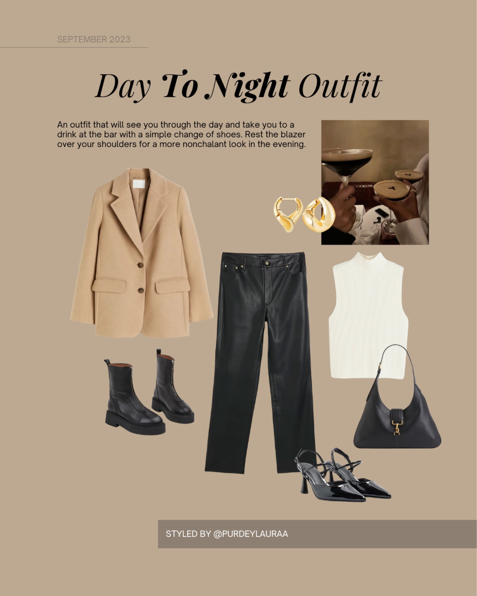 Day to night outfit, faux leather trousers, H&M, River Island, knit vest, black boots, beige blazer 💄 

#LTKSeasonal #LTKeurope #LTKstyletip