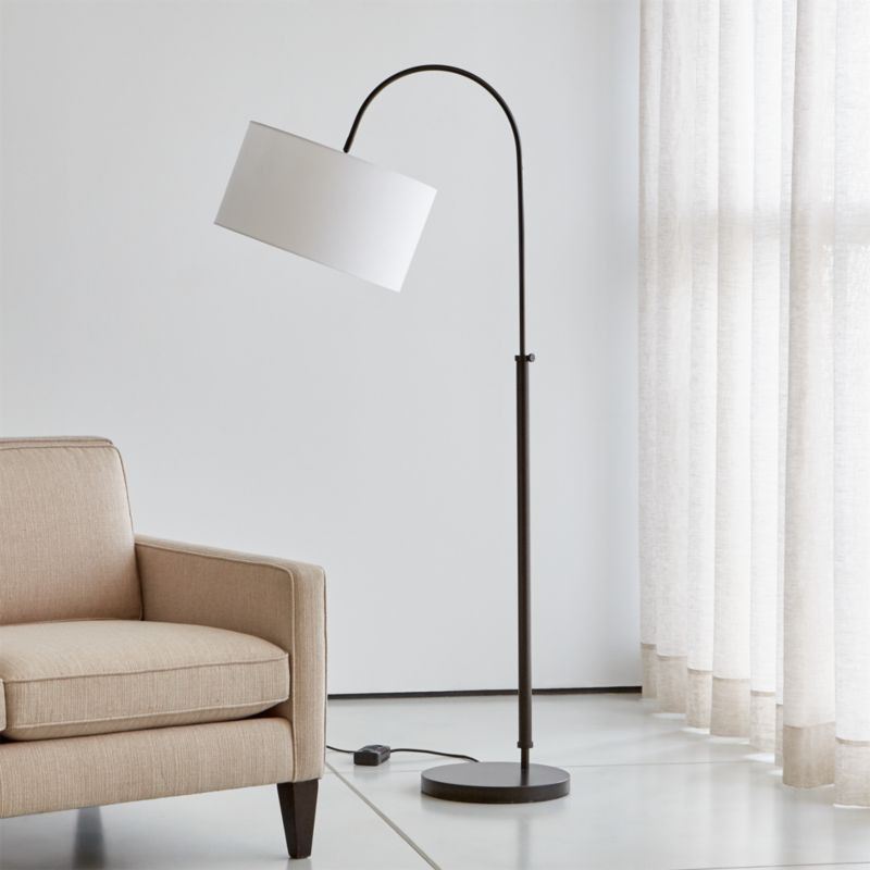 Petite Bronze Adjustable Arc Corner Floor Lamp + Reviews | Crate & Barrel | Crate & Barrel