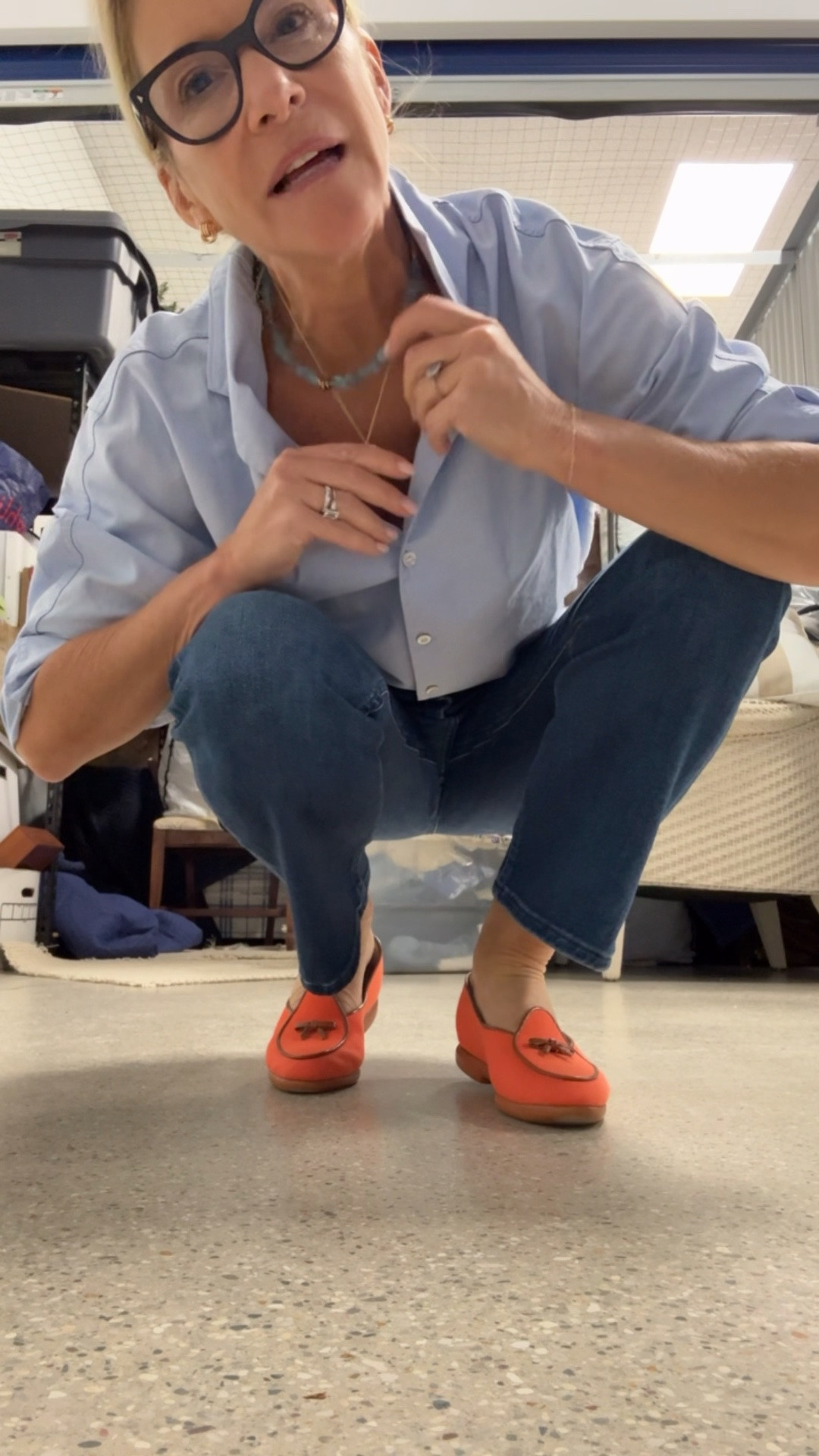 Quick visit up our storage I’m my best slim leg jeans, oversized button down and orange loafers. 🩷

#LTKootd #LTKOver40 #LTKWorkwear